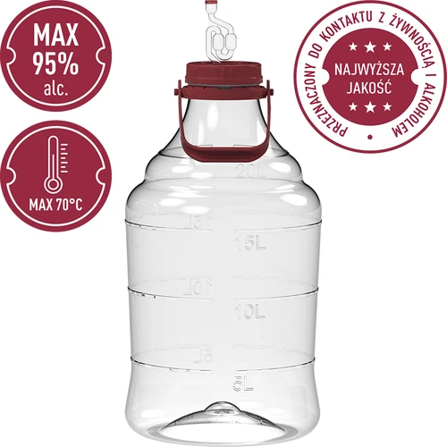 Könnyű, törhetetlen borballon fogantyúval, 25 L - 5