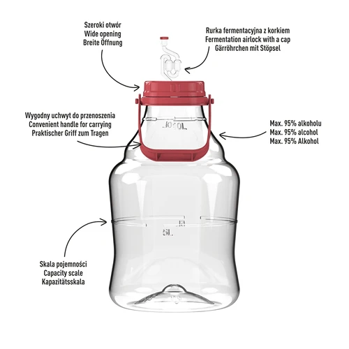 Könnyű, törhetetlen boros ballon, fogantyúval, 10 L - 4