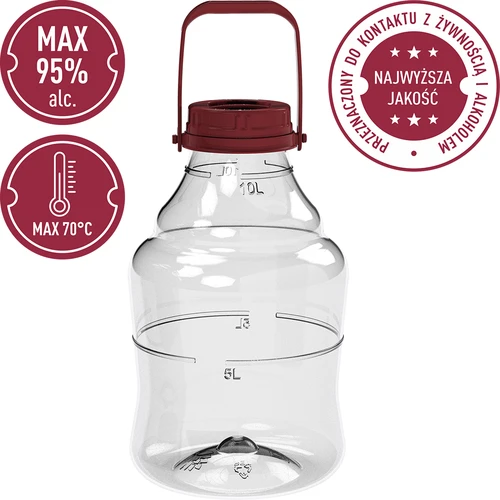 Könnyű, törhetetlen boros ballon, fogantyúval, 10 L - 5