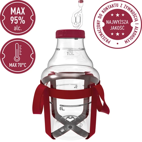 Könnyű, törhetetlen boros ballon hevederekkel, 10 L - 5