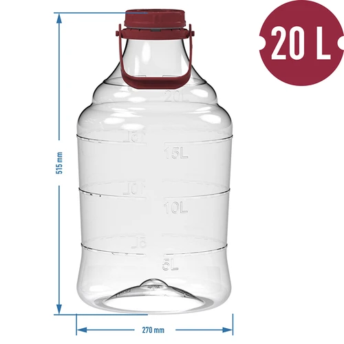 Könnyű, törhetetlen boros demizson fogantyúval, 20 L - 6
