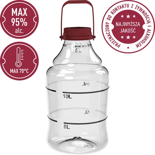 Könnyű, törhetetlen, fogantyús boros ballon, 15 L - 5