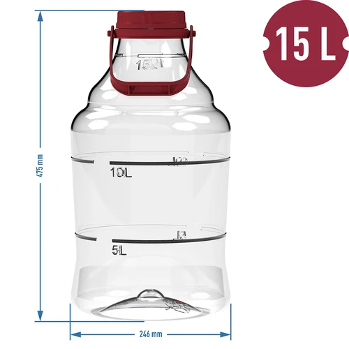 Könnyű, törhetetlen, fogantyús boros ballon, 15 L - 6