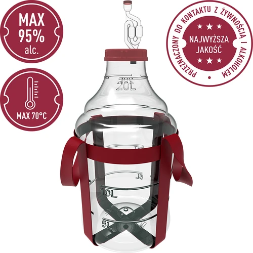 Könnyű, törhetetlen, hevederekkel ellátott boros ballon, 20 L - 5