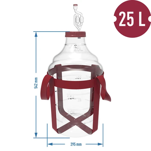 Könnyű, törhetetlen, hevederekkel ellátott boros ballon, 25 l - 6
