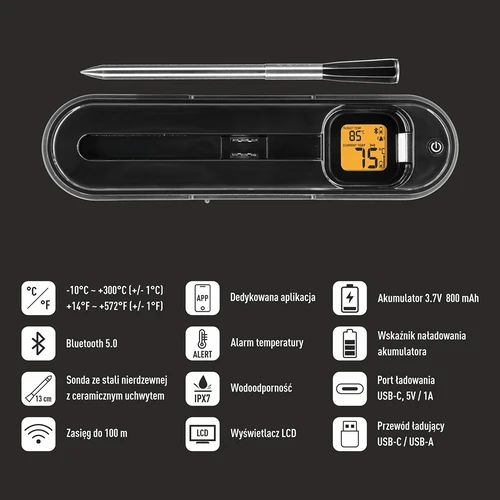 Kulináris hőmérő vezeték nélküli Bluetooth-szondával - 6