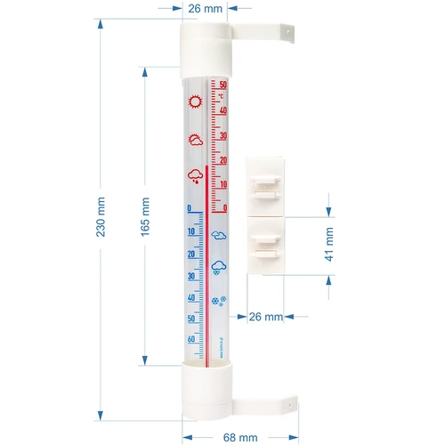 Kültéri hőmérő átlátszó skálával (-70°C-tól +50°C-ig) 23cm mix - 2