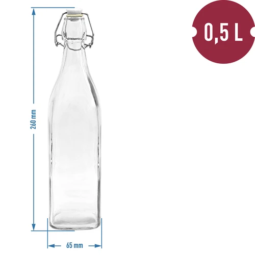 Kwadrat palack hermetikus zárással, 0,5 l - 2