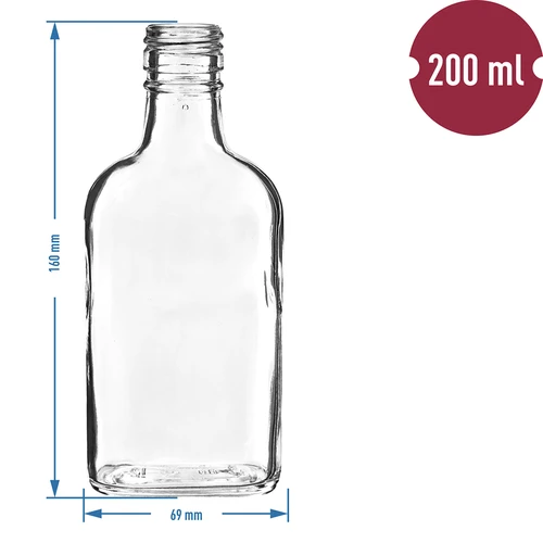Lapos üvegpalack házi likőrökhöz 200 ml - 10 db - 4