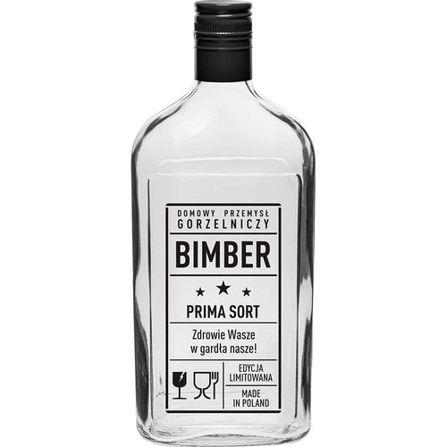 Laposüveg 500 ml, csavarzárral, „Bimber PRL” felirattal, 1 db