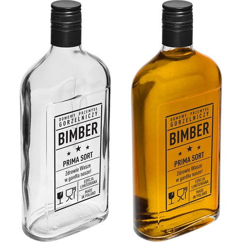 Laposüveg 500 ml, csavarzárral, „Bimber PRL” felirattal, 1 db - 4