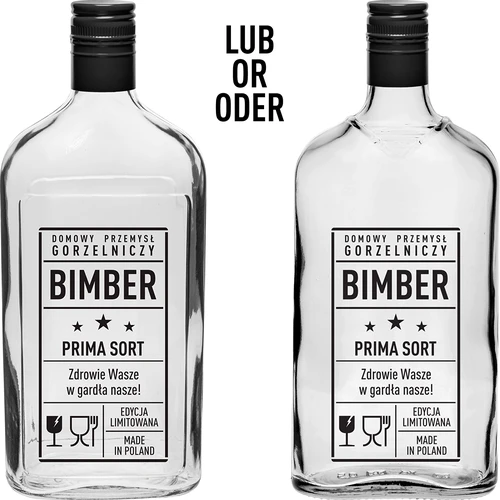 Laposüveg 500 ml, csavarzárral, „Bimber PRL” felirattal, 1 db - 2