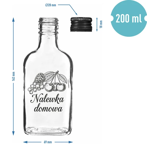 Laposüveg 200 ml csavaros kupakkal, „Nalewka domowa” felirattal, 1 db - 4