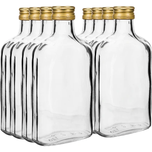Likőrös laposüveg 100 ml + csavaros kupak, 8 db - 2