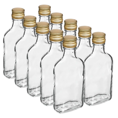 Likőrös laposüveg csavaros kupakkal, 200 ml, 10 db