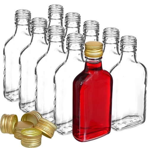 Likőrös laposüveg csavaros kupakkal, 200 ml, 10 db - 2