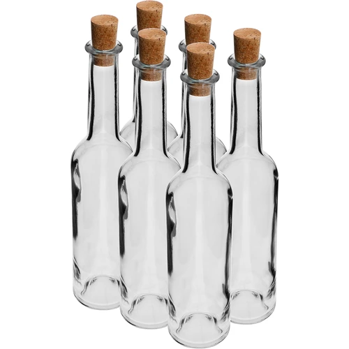 Likőrös palack 350 ml, 6 db + 6 parafa dugó