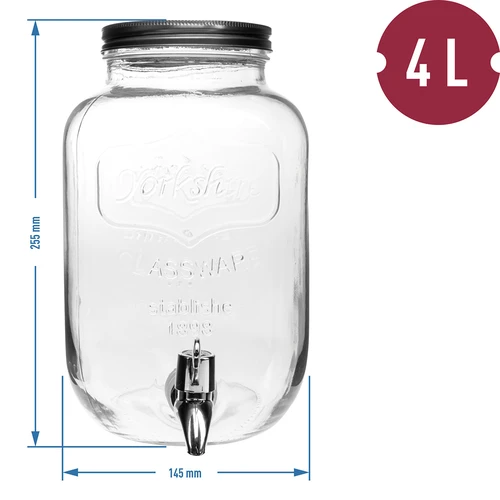Limonádéadagoló, csappal – üveg, 4 L - 5