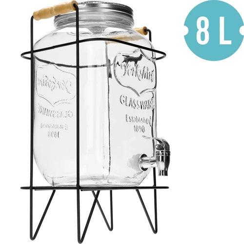 Limonádés üveg 8 L - csappal, fogantyús fém állvánnyal - 2