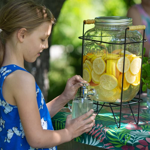 Limonádés üveg 8 L - csappal, fogantyús fém állvánnyal - 8