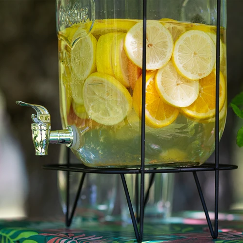 Limonádés üveg 8 L - csappal, fogantyús fém állvánnyal - 9
