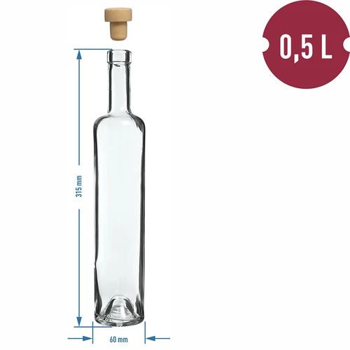 Marina üvegpalack 500 ml, parafadugóval, 1 db - 4