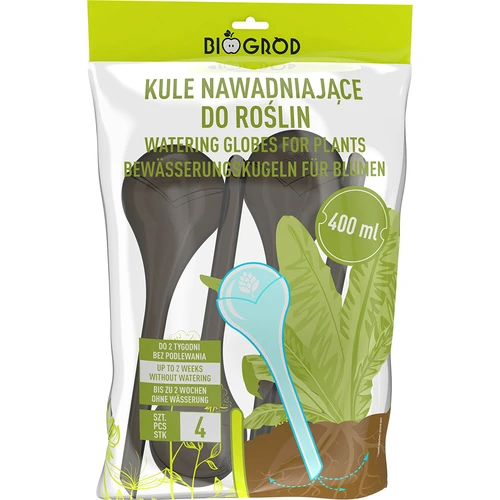 Növényekhez való öntözőgömbök, átlátszó fekete, 400 ml, 4 db. - 3