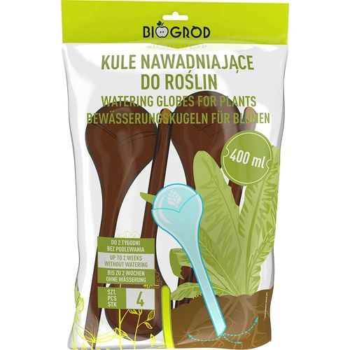 Növényekhez való öntözőgömbök, borostyánszínű, átlátszó, 400 ml, 4 db - 3