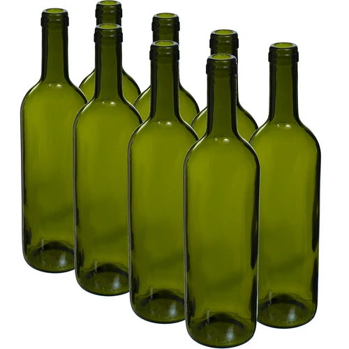 Olívazöld borospalack 0,75 L - 8 db-os zsugorfóliás csomag