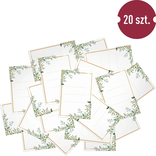 Öntapadós címkék 60 x 90 mm-es palackokra, üvegekre, ajándékokra, virágmintás - 20 db - 3