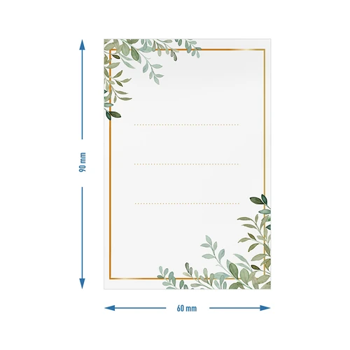 Öntapadós címkék 60 x 90 mm-es palackokra, üvegekre, ajándékokra, virágmintás - 20 db - 4