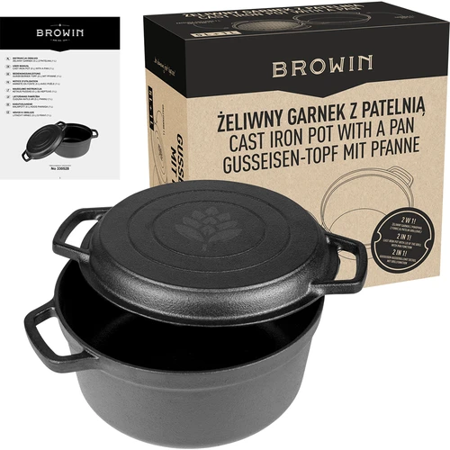 Öntöttvas fazék serpenyővel, 5 L + 1 L - 10