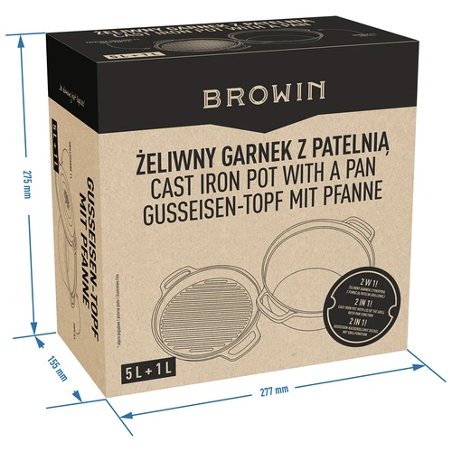 Öntöttvas fazék serpenyővel, 5 L + 1 L - 11
