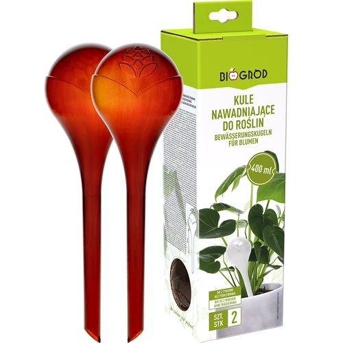 Öntözőgömbök növényekhez, borostyánszínű, átlátszó, 400 ml, 2 db - 3