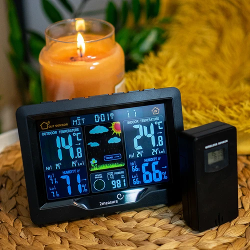RCC, DCF időjárás-állomás – elektronikus, háttérvilágítású, vezeték nélküli, érzékelővel, fekete - 13