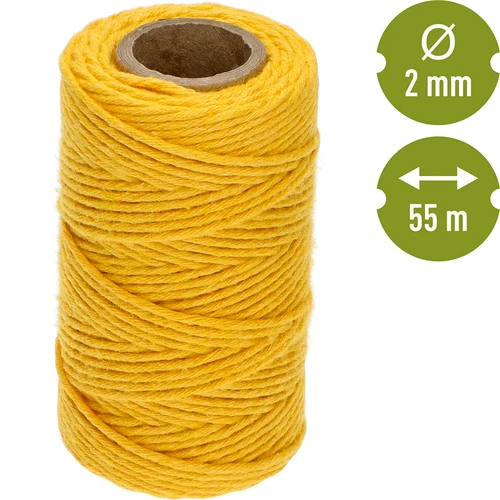 Sárga pamutzsinór 2 mm/55 m/100 g - 4