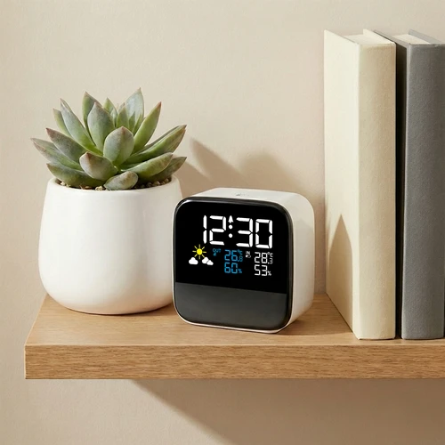 Soens elektronikus időjárás-állomás – vezeték nélküli érzékelővel, ébresztőórával és lámpával - 5