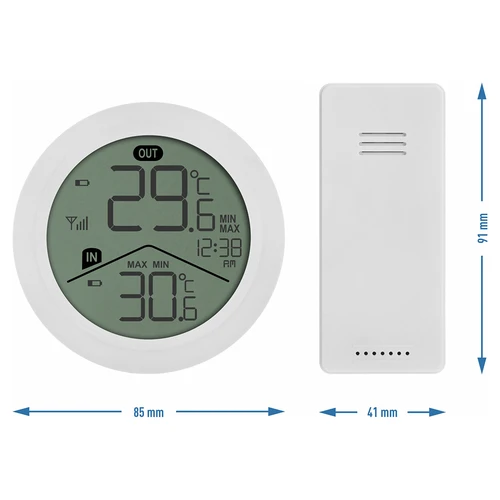 Soens márkájú elektronikus hőmérő - külső érzékelővel, kerek, fehér - 5