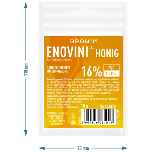 Szárított borélesztő mézborhoz Enovini HONEY 10 g - 3