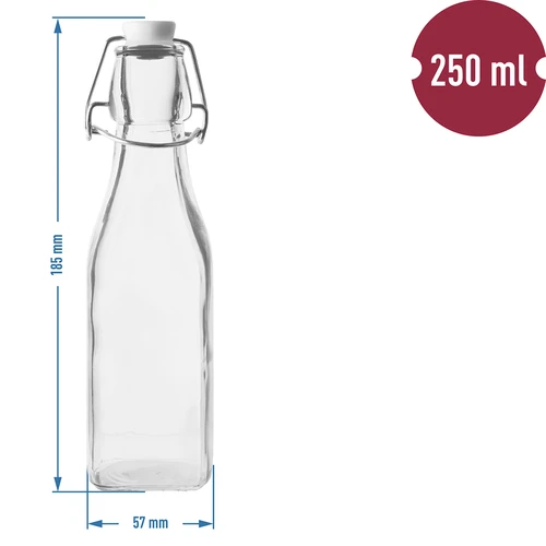 Szögletes, légmentesen záródó palack 250 ml - 2