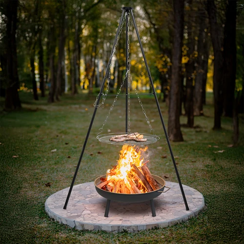 Tábortűzi háromláb grillráccsal, 150 cm - 7