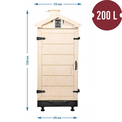 Tanúsított rétegelt lemezből készült, keret nélküli füstölőkamra, 200 l, kerekekkel - 4