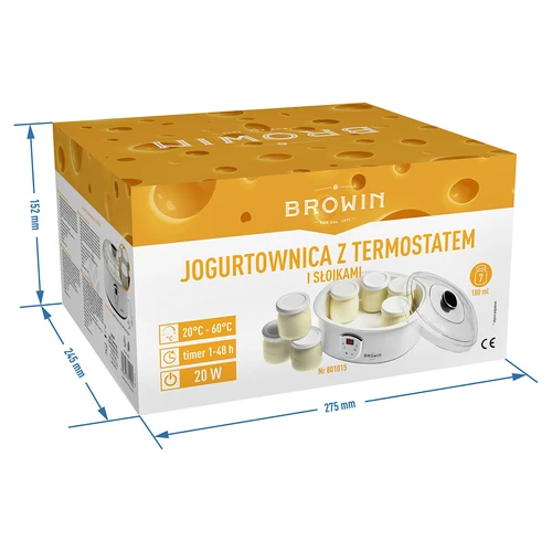 Termosztátos joghurtkészítő, 7 üveg, 1,3 l - 8