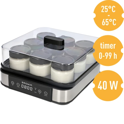 Termosztátos joghurtkészítő, 9 üveg, 1,6 l - 8
