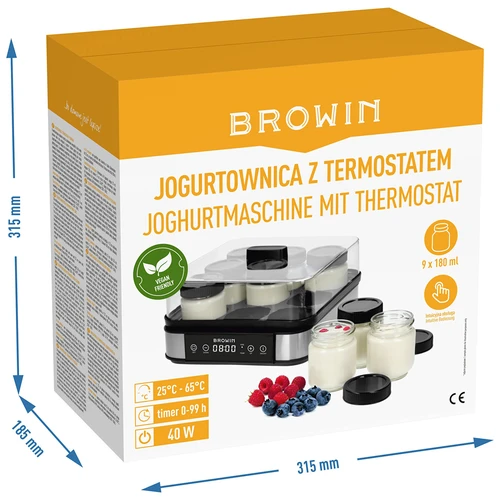 Termosztátos joghurtkészítő, 9 üveg, 1,6 l - 12