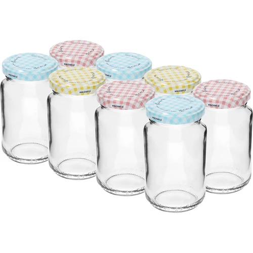 TO 190 ml-es befőttesüveg színes kupakkal, fi 53 - 8 db - 2