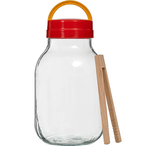TO 3 L befőttesüveg műanyag csavaros kupakkal + csipesz fi 100