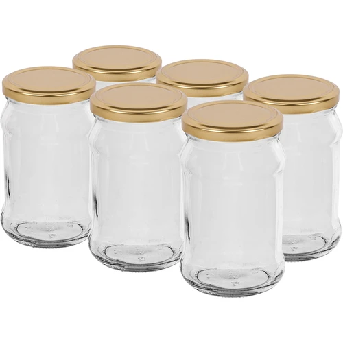 TO 300 ml-es befőttes üveg aranyszínű, fi 66-os csavaros tetővel – 6 db