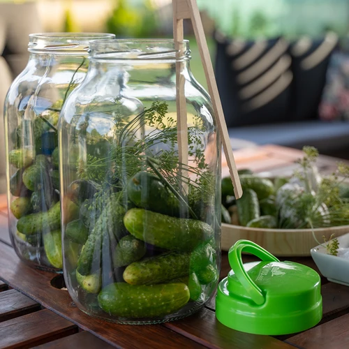 TO 4 l befőttesüveg csavaros műanyag tetővel + csipesz, fi 100 - 9