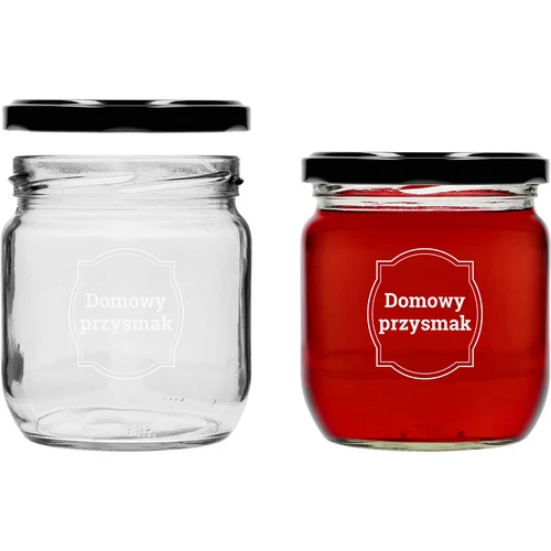 TO 425 ml-es befőttes üveg „Házi finomság” nyomattal és fekete fi 82 csavaros tetővel - 3 db. - 4